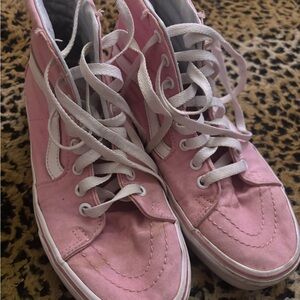 size 6.5 light pink high top vans sneakers